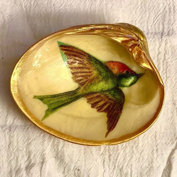 Clam Shell | Handmade | 4” Clam Shell | Swallow Bird - Picture 1 of 3